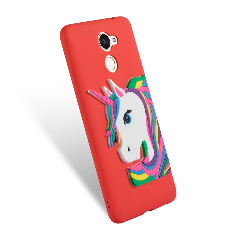 Lovely 3D Unicorn Pattern TPU Cover Case for Huawei Y7 Prime / Enjoy 7 Plus - Red-6