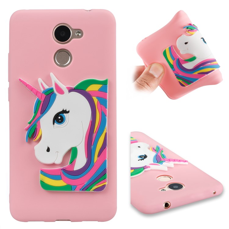 Lovely 3D Unicorn Pattern TPU Protection Case for Huawei Y7 Prime / Enjoy 7 Plus - Pink-1