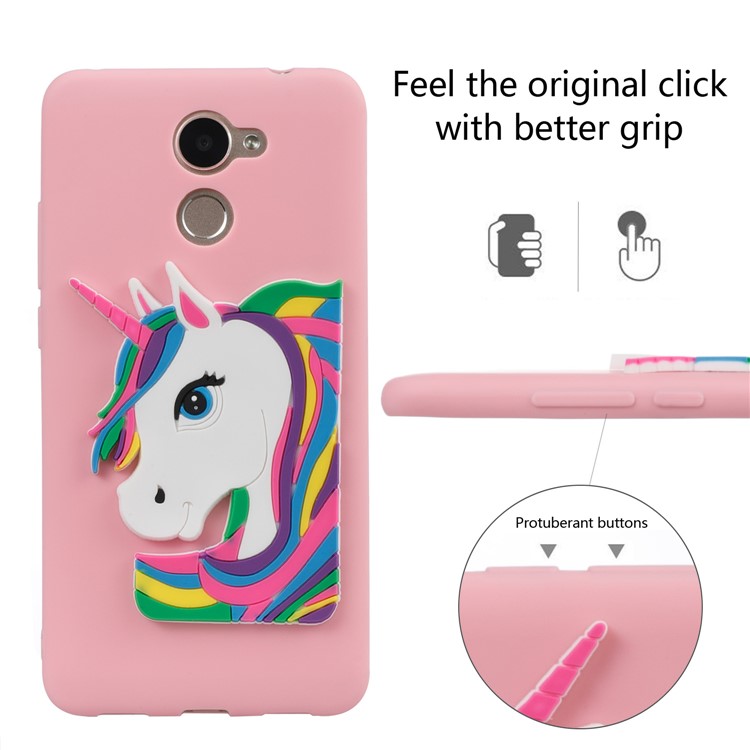 Lovely 3D Unicorn Pattern TPU Protection Case for Huawei Y7 Prime / Enjoy 7 Plus - Pink-3