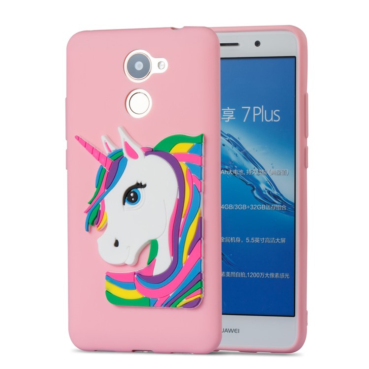 Lovely 3D Unicorn Pattern TPU Protection Case for Huawei Y7 Prime / Enjoy 7 Plus - Pink-5