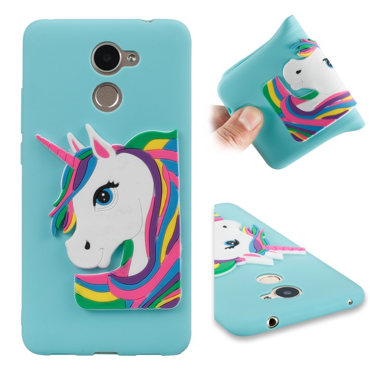 Lovely 3D Unicorn Pattern TPU Shell Cover Case for Huawei Y7 Prime / Enjoy 7 Plus - Baby Blue-1