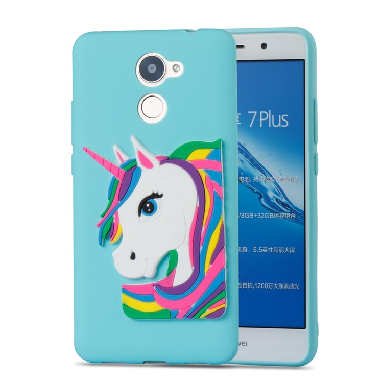 Lovely 3D Unicorn Pattern TPU Shell Cover Case for Huawei Y7 Prime / Enjoy 7 Plus - Baby Blue-5