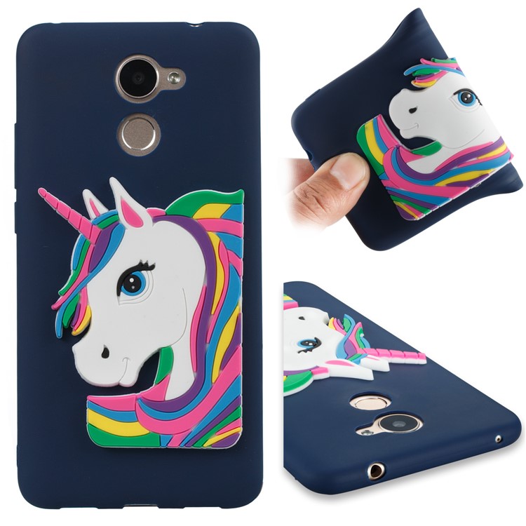 Lovely 3D Unicorn Pattern TPU Case Cover for Huawei Y7 Prime / Enjoy 7 Plus - Dark Blue-1