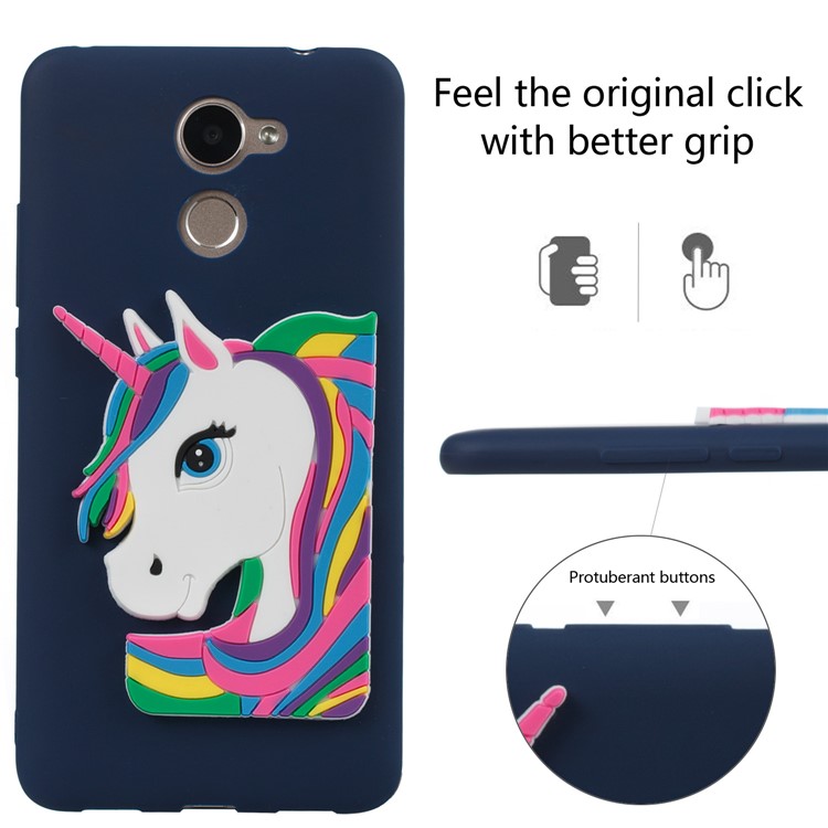Lovely 3D Unicorn Pattern TPU Case Cover for Huawei Y7 Prime / Enjoy 7 Plus - Dark Blue-3