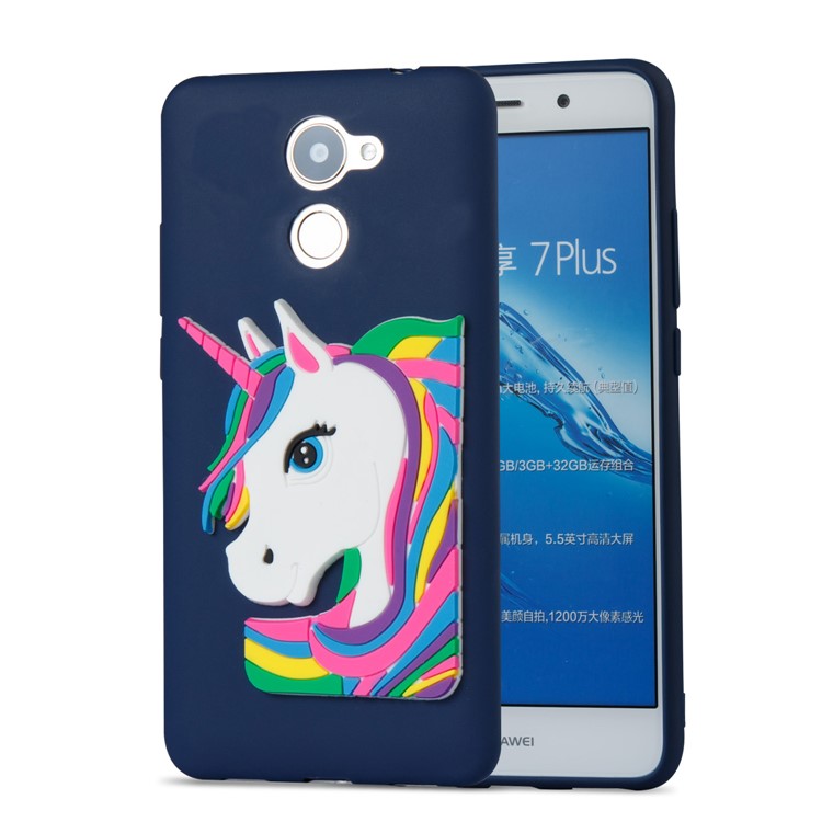 Lovely 3D Unicorn Pattern TPU Case Cover for Huawei Y7 Prime / Enjoy 7 Plus - Dark Blue-5
