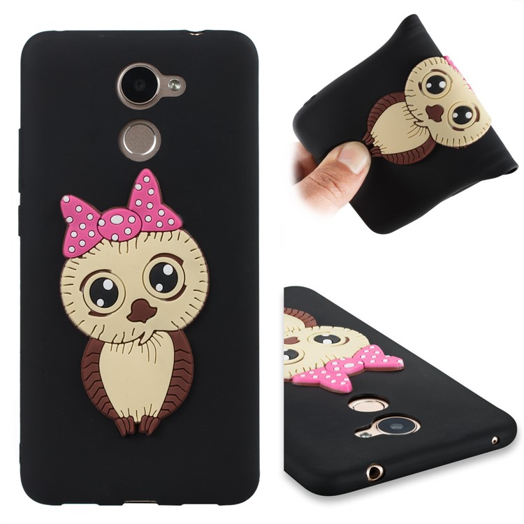 Cute 3D Female Owl Pattern TPU Soft Phone Shell for Huawei Y7 Prime / Enjoy 7 Plus - Black-1