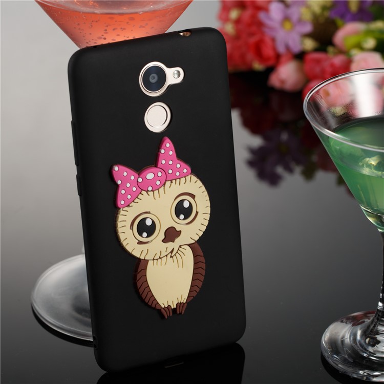 Cute 3D Female Owl Pattern TPU Soft Phone Shell for Huawei Y7 Prime / Enjoy 7 Plus - Black-4