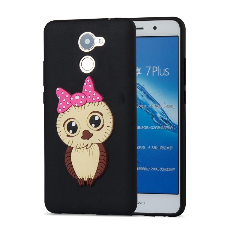 Cute 3D Female Owl Pattern TPU Soft Phone Shell for Huawei Y7 Prime / Enjoy 7 Plus - Black-5