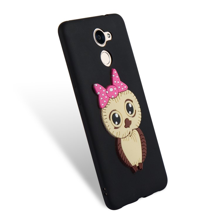 Cute 3D Female Owl Pattern TPU Soft Phone Shell for Huawei Y7 Prime / Enjoy 7 Plus - Black-6