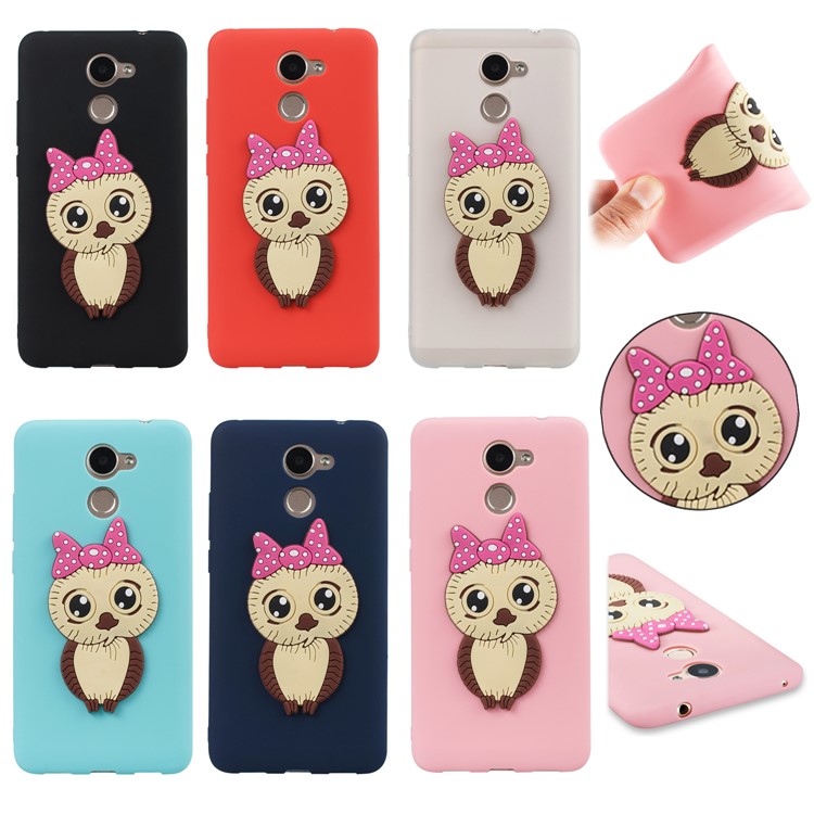 Cute 3D Female Owl Pattern TPU Soft Phone Shell for Huawei Y7 Prime / Enjoy 7 Plus - Black-7