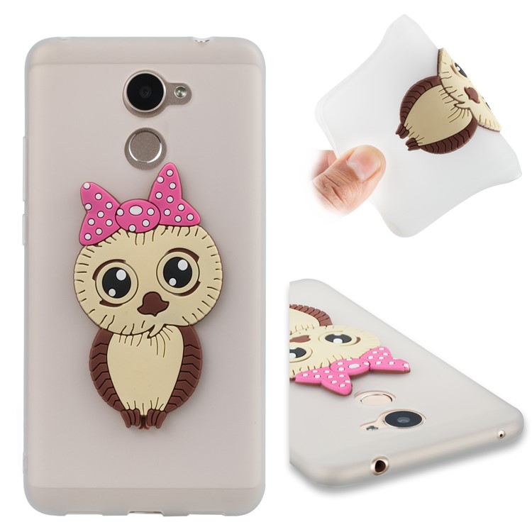 Cute 3D Female Owl Pattern TPU Soft Phone Case for Huawei Y7 Prime / Enjoy 7 Plus - White-1