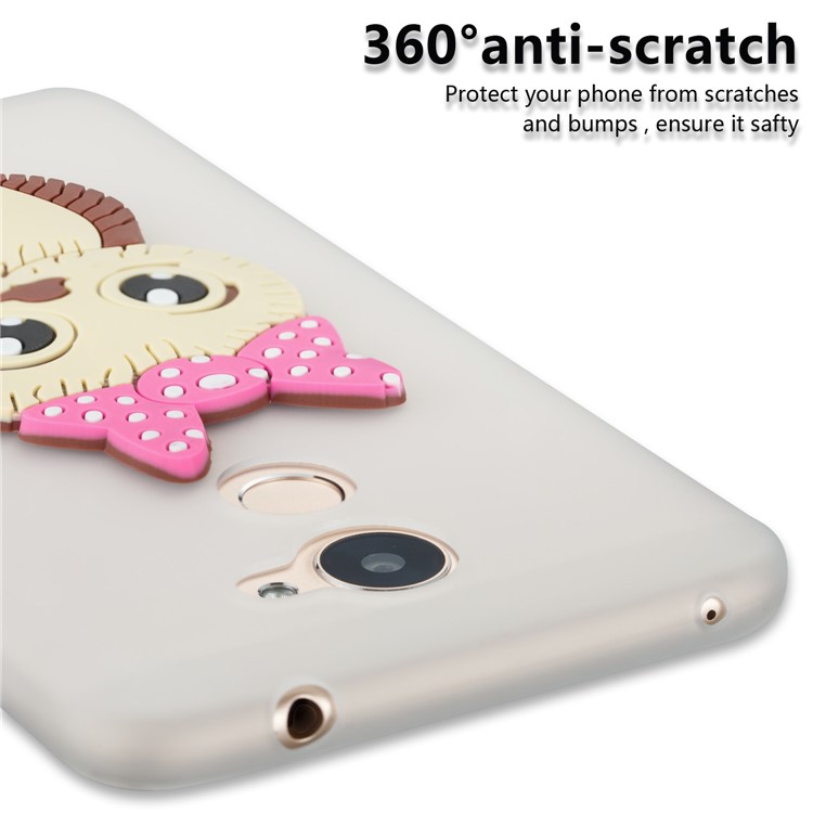 Cute 3D Female Owl Pattern TPU Soft Phone Case for Huawei Y7 Prime / Enjoy 7 Plus - White-2