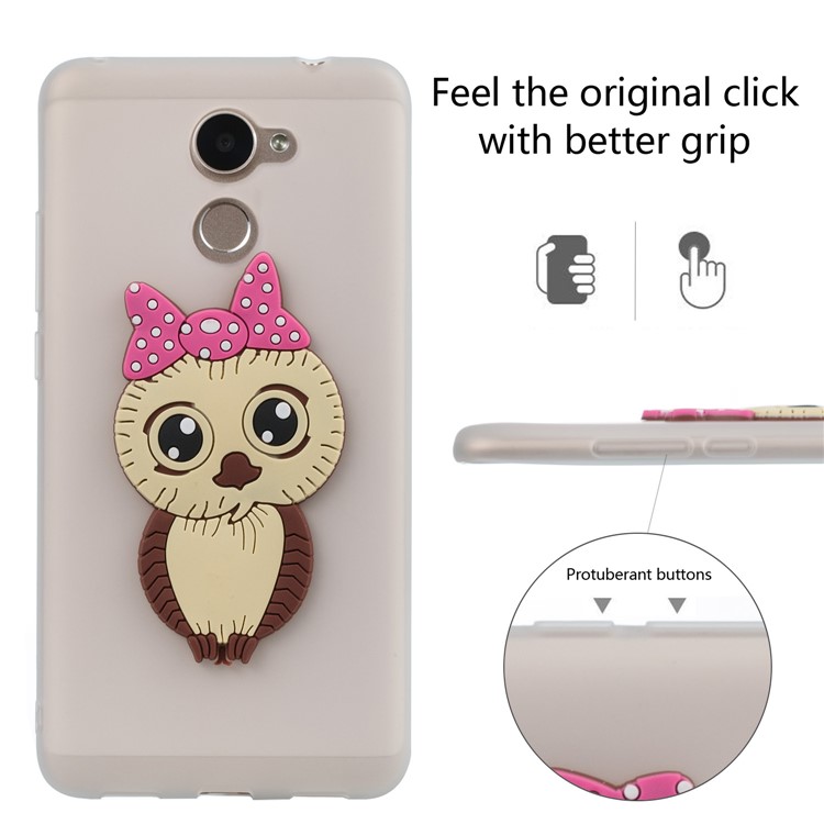 Cute 3D Female Owl Pattern TPU Soft Phone Case for Huawei Y7 Prime / Enjoy 7 Plus - White-3