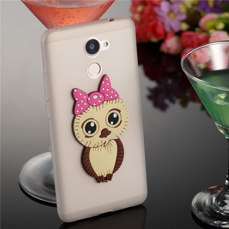 Cute 3D Female Owl Pattern TPU Soft Phone Case for Huawei Y7 Prime / Enjoy 7 Plus - White-4