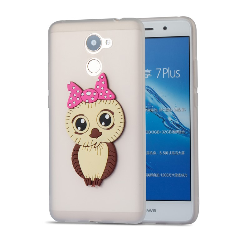 Cute 3D Female Owl Pattern TPU Soft Phone Case for Huawei Y7 Prime / Enjoy 7 Plus - White-5