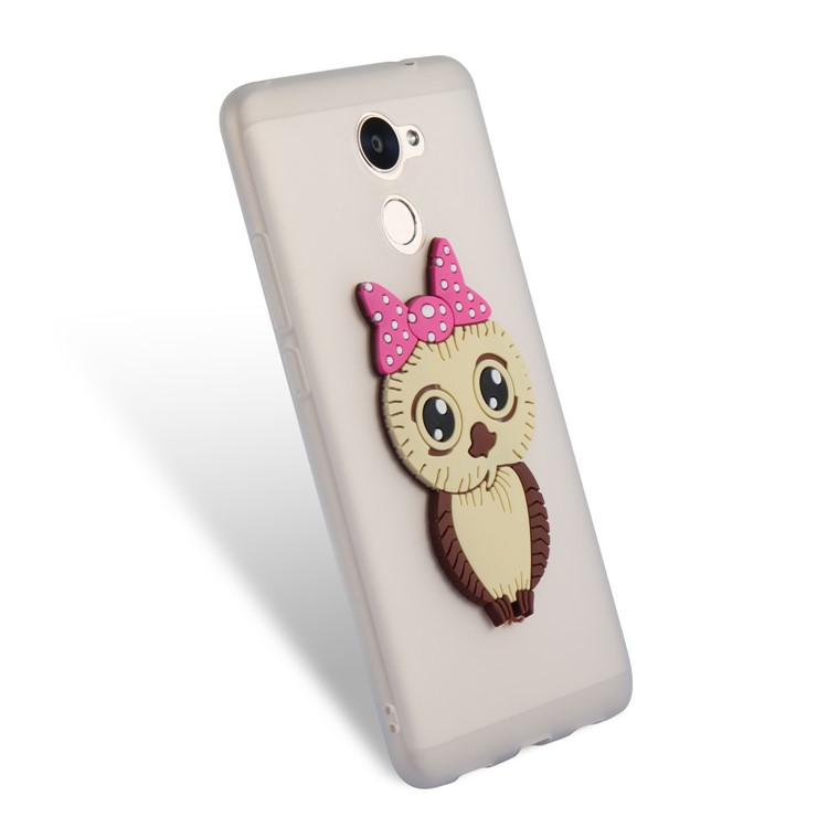 Cute 3D Female Owl Pattern TPU Soft Phone Case for Huawei Y7 Prime / Enjoy 7 Plus - White-6