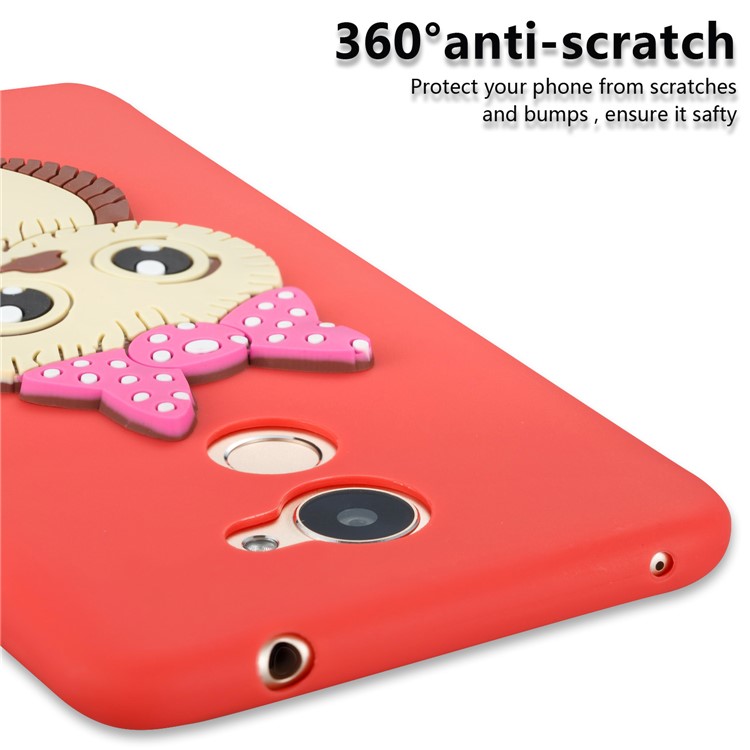 Cute 3D Female Owl Pattern TPU Soft Phone Casing for Huawei Y7 Prime / Enjoy 7 Plus - Red-2