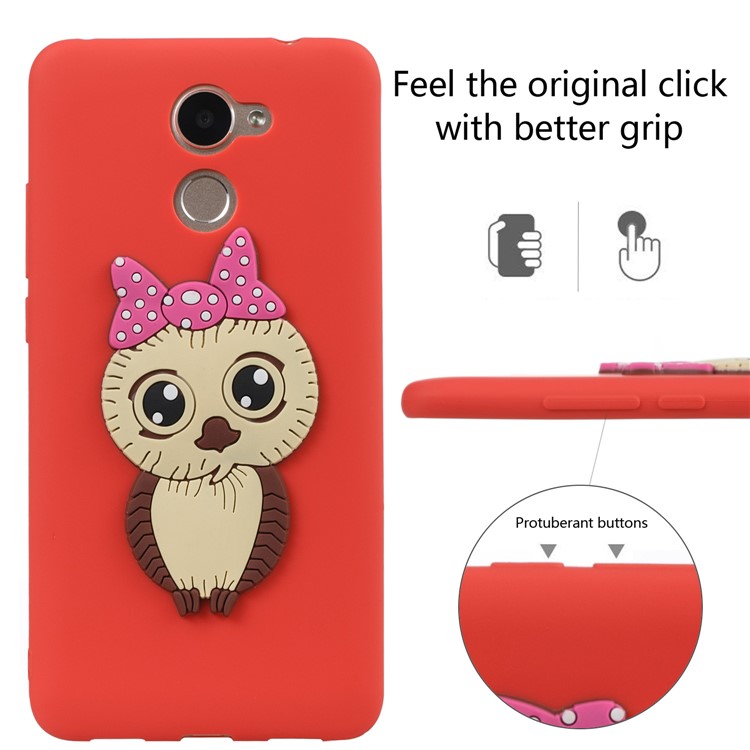 Cute 3D Female Owl Pattern TPU Soft Phone Casing for Huawei Y7 Prime / Enjoy 7 Plus - Red-3