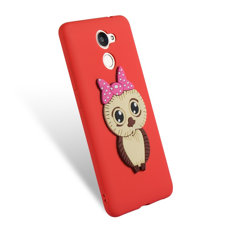 Cute 3D Female Owl Pattern TPU Soft Phone Casing for Huawei Y7 Prime / Enjoy 7 Plus - Red-6