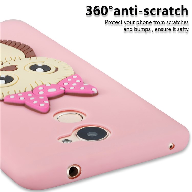 Cute 3D Female Owl Pattern TPU Soft Phone Casing Shell for Huawei Y7 Prime / Enjoy 7 Plus - Pink-2