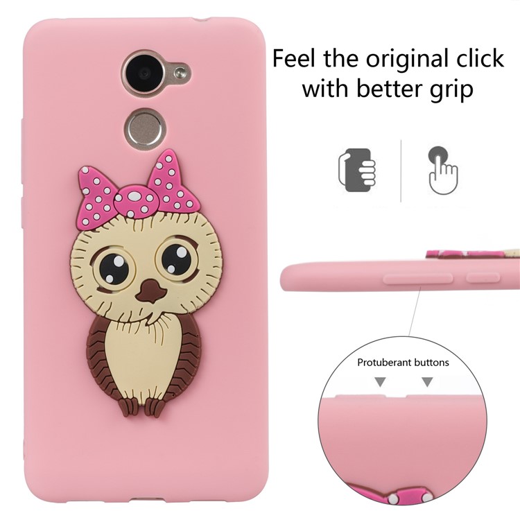 Cute 3D Female Owl Pattern TPU Soft Phone Casing Shell for Huawei Y7 Prime / Enjoy 7 Plus - Pink-3