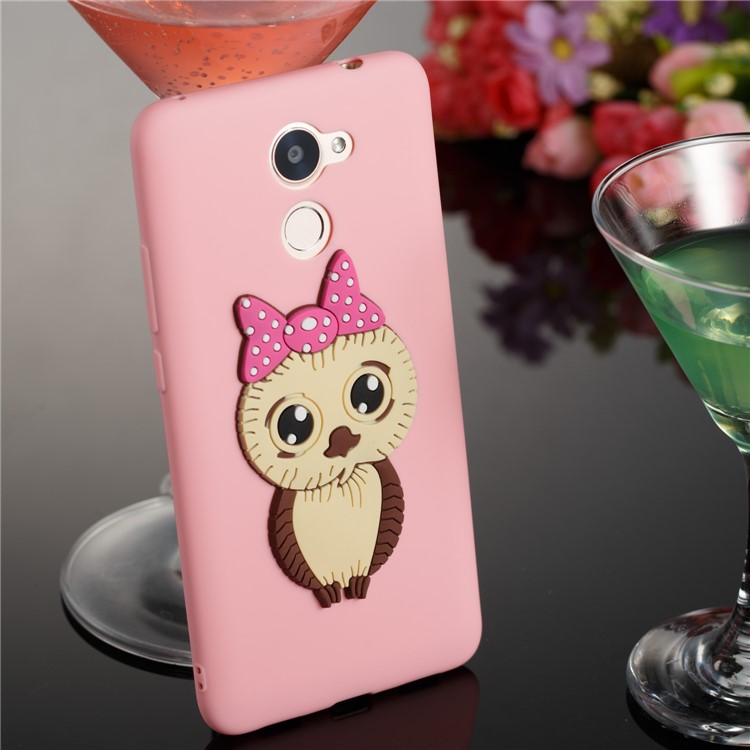 Cute 3D Female Owl Pattern TPU Soft Phone Casing Shell for Huawei Y7 Prime / Enjoy 7 Plus - Pink-4