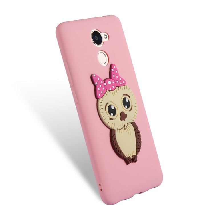 Cute 3D Female Owl Pattern TPU Soft Phone Casing Shell for Huawei Y7 Prime / Enjoy 7 Plus - Pink-6