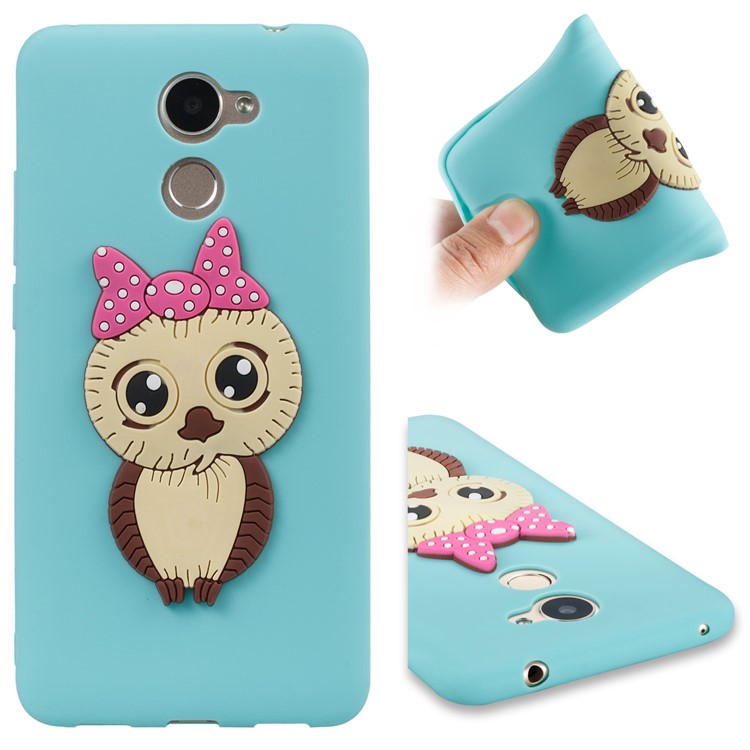 Cute 3D Female Owl Pattern TPU Soft Phone Shell Cover for Huawei Y7 Prime / Enjoy 7 Plus - Baby Blue-1