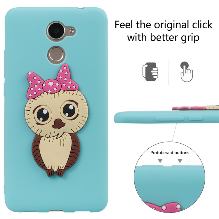 Cute 3D Female Owl Pattern TPU Soft Phone Shell Cover for Huawei Y7 Prime / Enjoy 7 Plus - Baby Blue-3