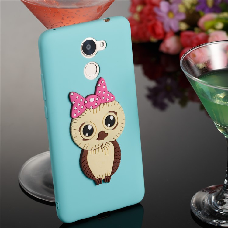Cute 3D Female Owl Pattern TPU Soft Phone Shell Cover for Huawei Y7 Prime / Enjoy 7 Plus - Baby Blue-4