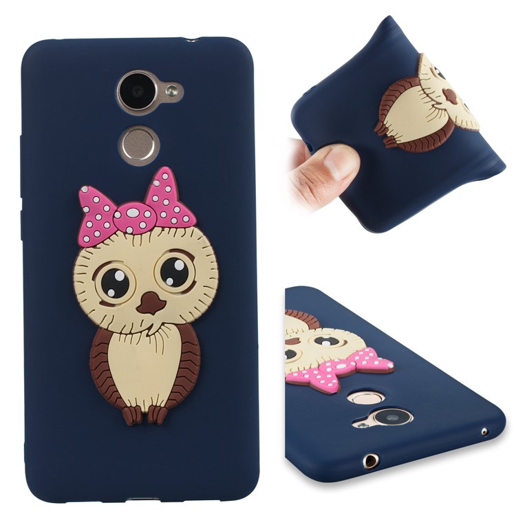 Cute 3D Female Owl Pattern TPU Soft Mobile Phone Shell for Huawei Y7 Prime / Enjoy 7 Plus - Dark Blue-1