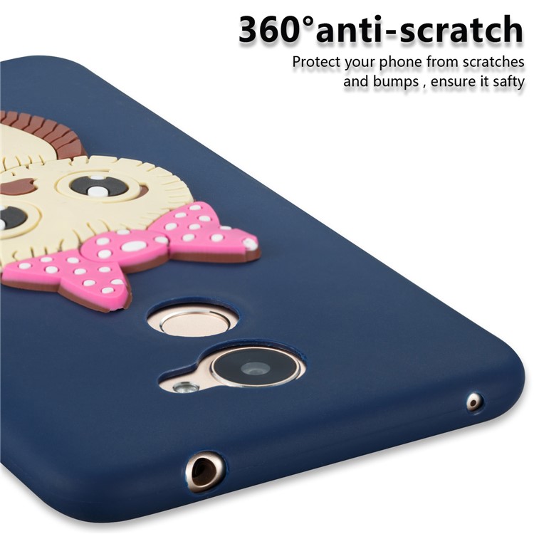 Cute 3D Female Owl Pattern TPU Soft Mobile Phone Shell for Huawei Y7 Prime / Enjoy 7 Plus - Dark Blue-2