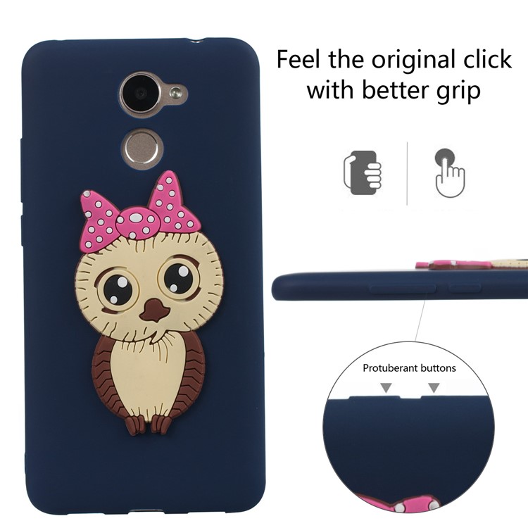 Cute 3D Female Owl Pattern TPU Soft Mobile Phone Shell for Huawei Y7 Prime / Enjoy 7 Plus - Dark Blue-3
