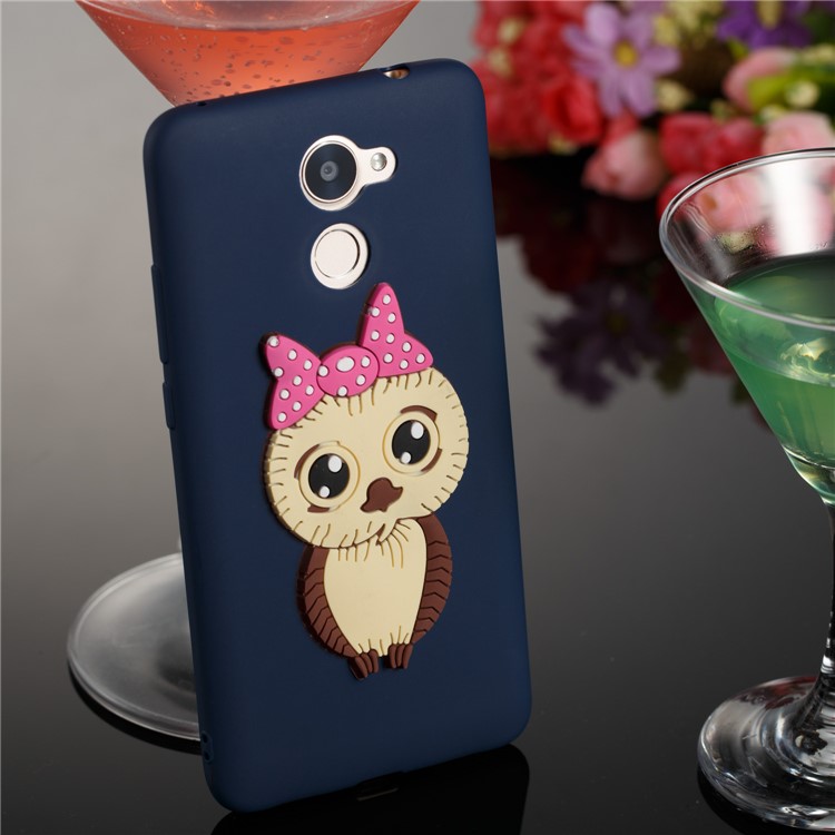 Cute 3D Female Owl Pattern TPU Soft Mobile Phone Shell for Huawei Y7 Prime / Enjoy 7 Plus - Dark Blue-4
