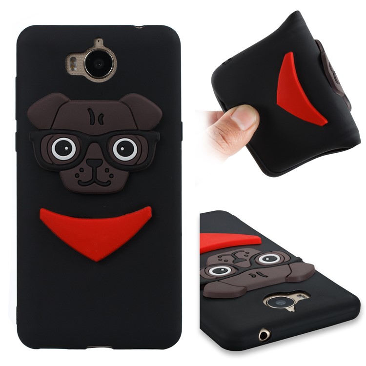 Cute 3D Puppy TPU Phone Case for Huawei Y6 (2017) / Y5 (2017) - Black-1