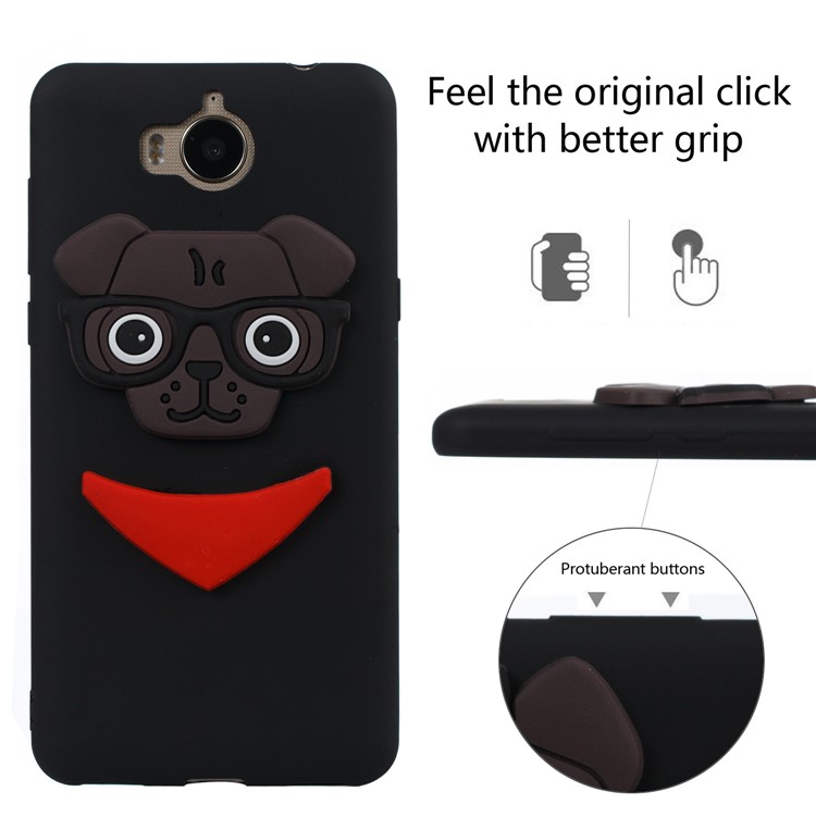 Cute 3D Puppy TPU Phone Case for Huawei Y6 (2017) / Y5 (2017) - Black-3