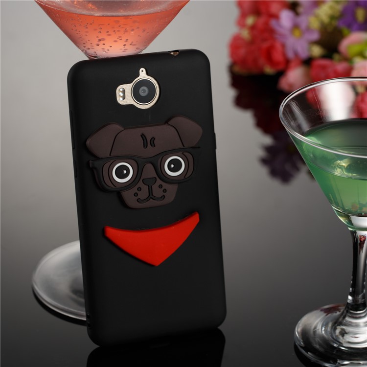 Cute 3D Puppy TPU Phone Case for Huawei Y6 (2017) / Y5 (2017) - Black-4