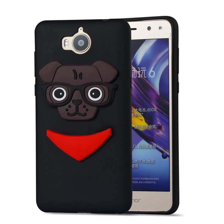 Cute 3D Puppy TPU Phone Case for Huawei Y6 (2017) / Y5 (2017) - Black-5