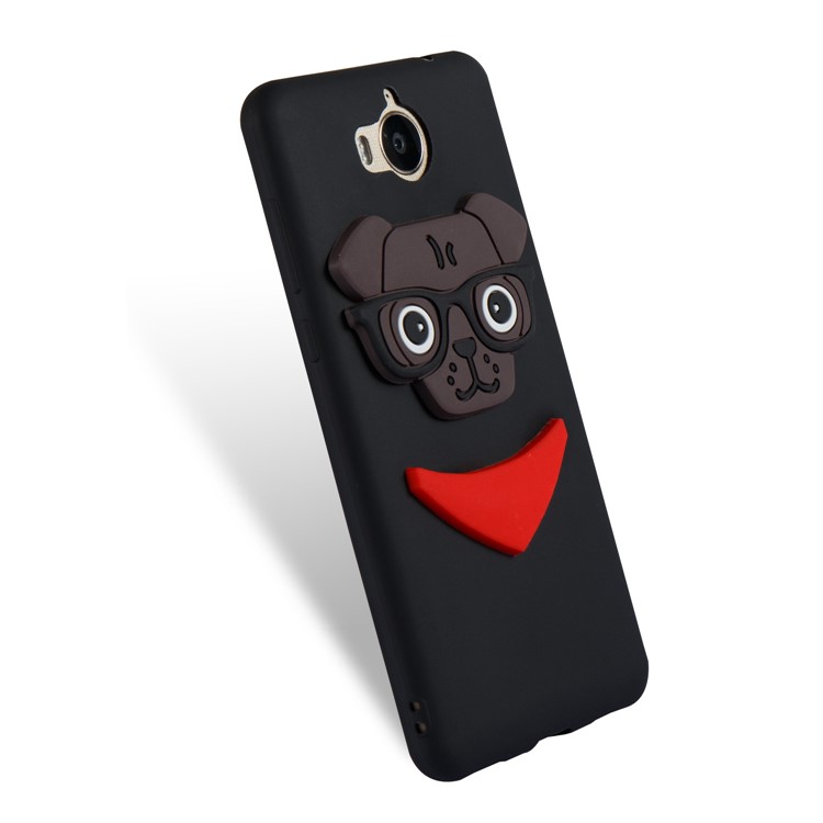 Cute 3D Puppy TPU Phone Case for Huawei Y6 (2017) / Y5 (2017) - Black-6