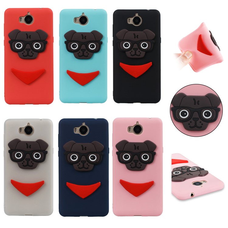 Cute 3D Puppy TPU Phone Case for Huawei Y6 (2017) / Y5 (2017) - Black-7