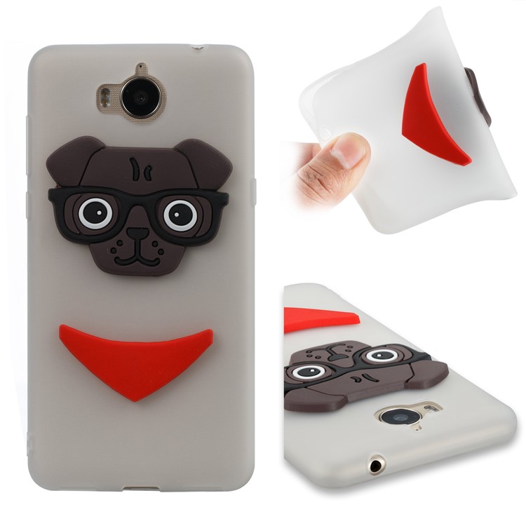 Cute 3D Puppy TPU Phone Cover for Huawei Y6 (2017) / Y5 (2017) - White-1