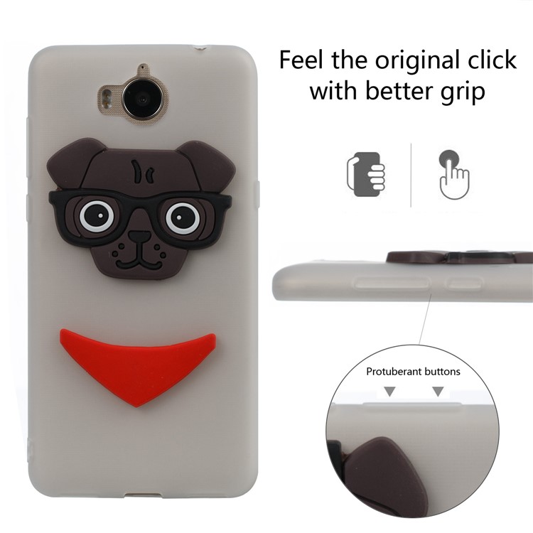 Cute 3D Puppy TPU Phone Cover for Huawei Y6 (2017) / Y5 (2017) - White-3