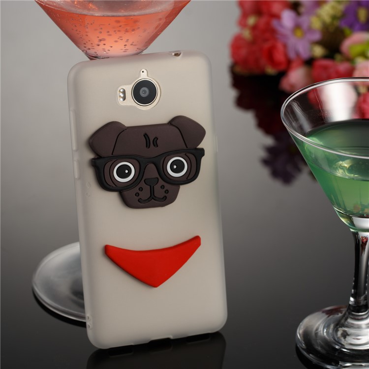 Cute 3D Puppy TPU Phone Cover for Huawei Y6 (2017) / Y5 (2017) - White-4