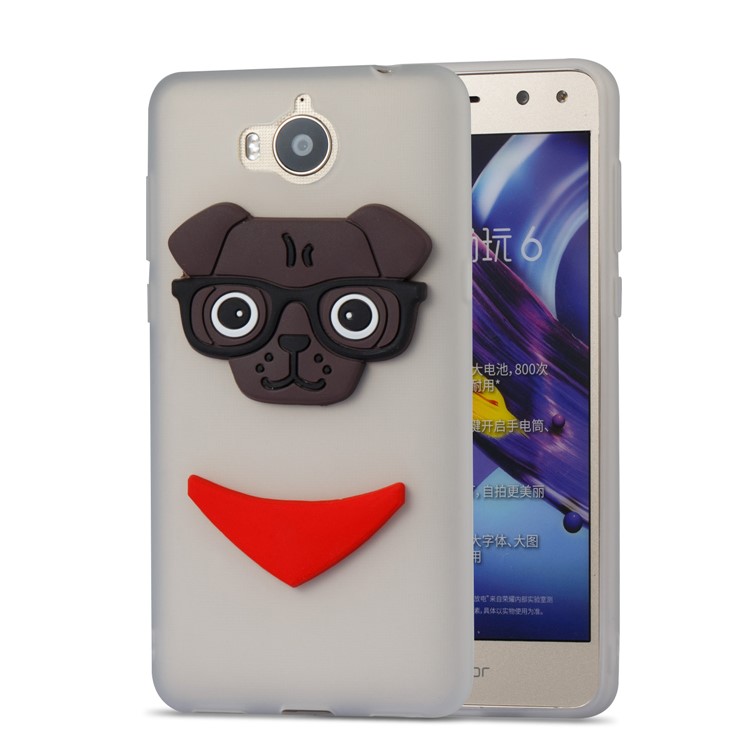 Cute 3D Puppy TPU Phone Cover for Huawei Y6 (2017) / Y5 (2017) - White-5