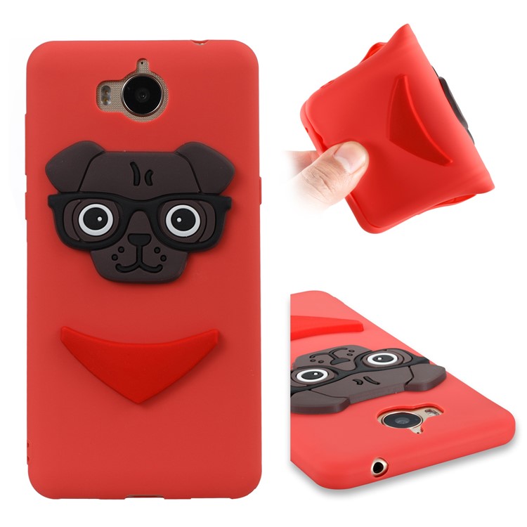 Cute 3D Puppy TPU Phone Shell for Huawei Y6 (2017) / Y5 (2017) - Red-1
