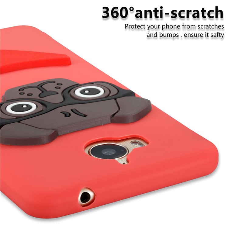 Cute 3D Puppy TPU Phone Shell for Huawei Y6 (2017) / Y5 (2017) - Red-2