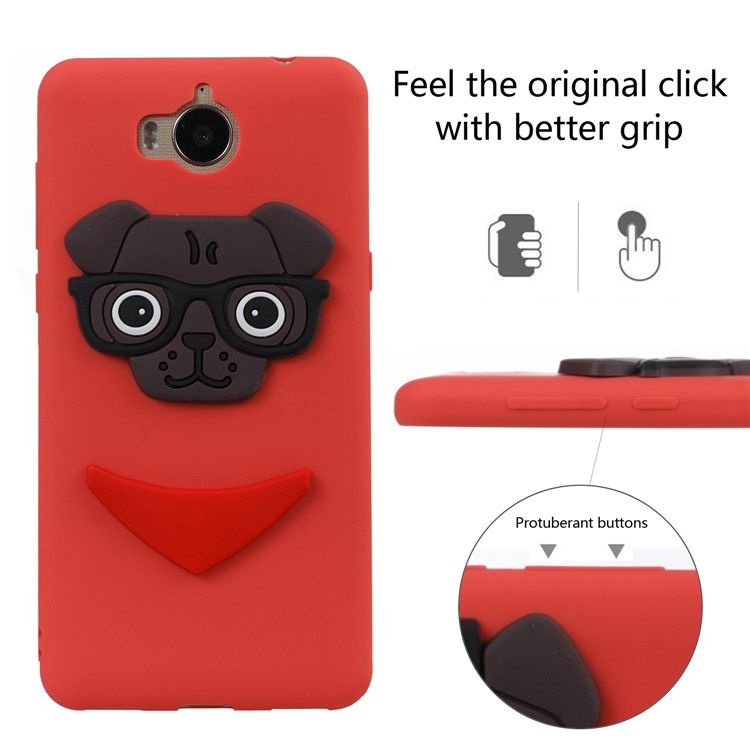 Cute 3D Puppy TPU Phone Shell for Huawei Y6 (2017) / Y5 (2017) - Red-3
