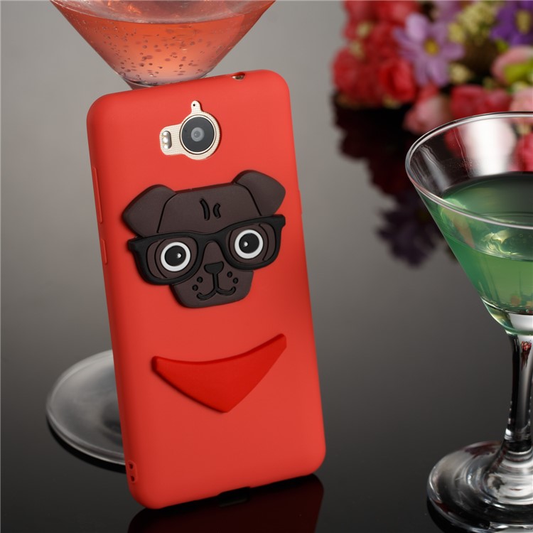 Cute 3D Puppy TPU Phone Shell for Huawei Y6 (2017) / Y5 (2017) - Red-4