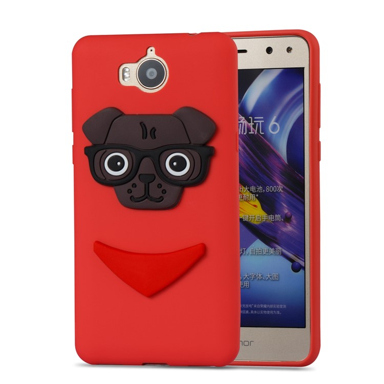 Cute 3D Puppy TPU Phone Shell for Huawei Y6 (2017) / Y5 (2017) - Red-5