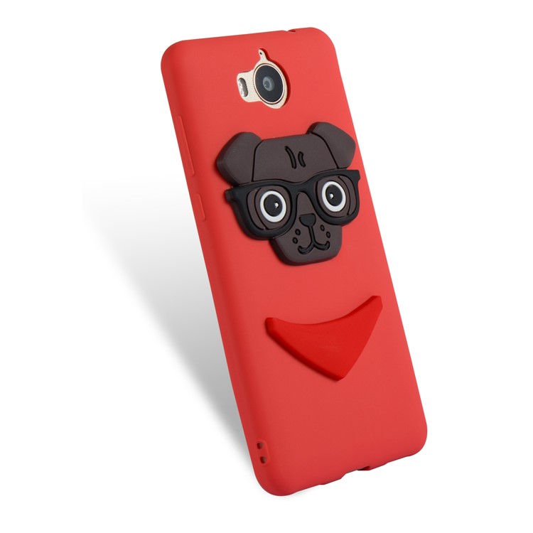 Cute 3D Puppy TPU Phone Shell for Huawei Y6 (2017) / Y5 (2017) - Red-6